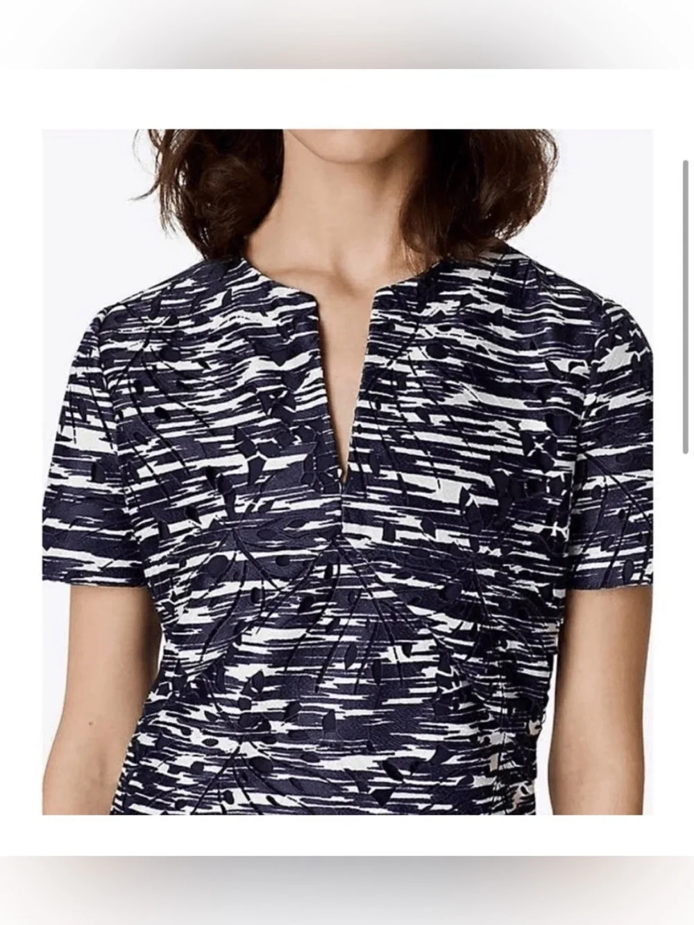 Tory Burch Navy & White Dina Space Dyed Cutout Dress